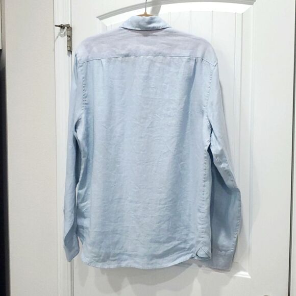 Michael's Mens 100% Linen Blue Oxford Button Down Shirt,  Size Large - Picture 6 of 6